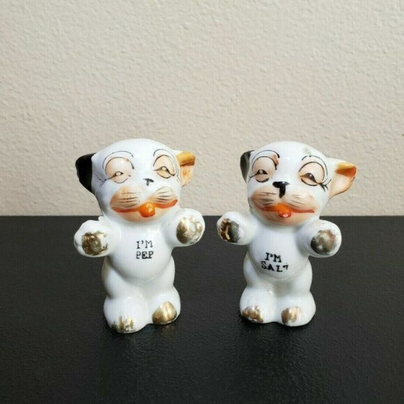 Vintage I'm Salt I'm Pep Bonzo Dog Salt & Pepper Shakers Puppy Anthropomorphic - Picture 2 of 7